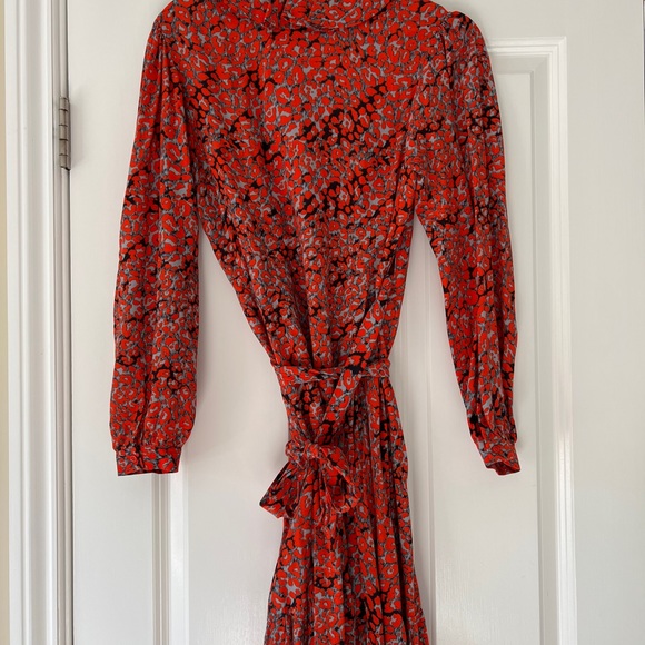 MAJE Wrap Dress Long sleeves Mini Leopard Print Size T1 / XS - Picture 3 of 5